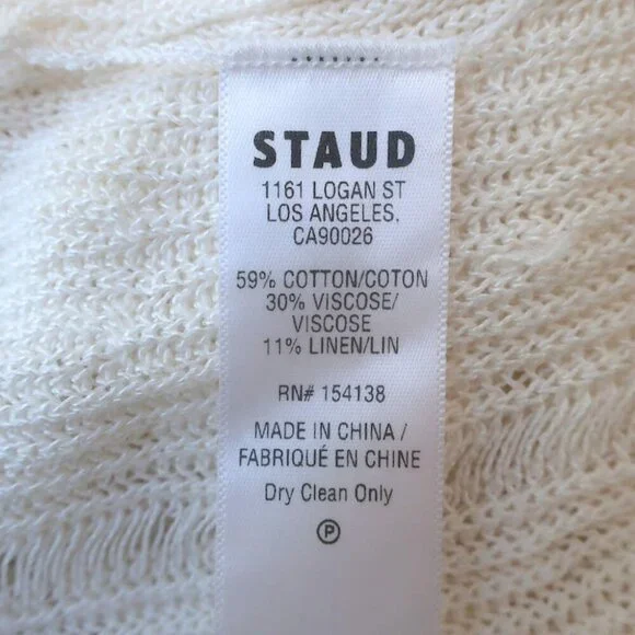 STAUD Sorrento Ruffled Crocheted Maxi Dress White Cotton-Blend Size Medium NEW - Picture 7 of 7